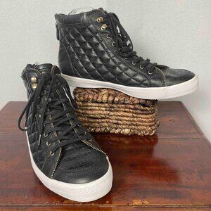 Rebecca Minkoff Sandi Too Black Leather Quilted High Top Sneakers Womens Size 9